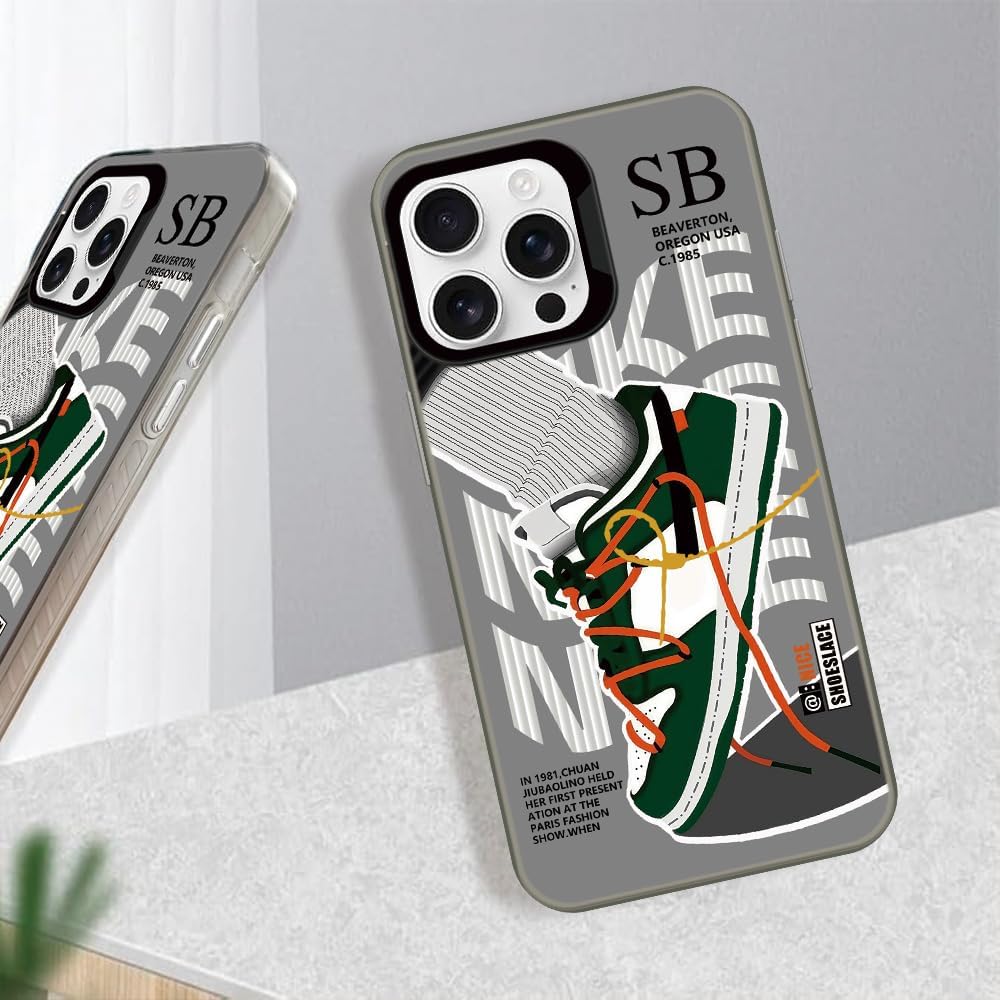 Vintage Sports Shoes Case Compatible with iPhone 16 Pro Max 6.9 inch, Cool Brand Funny SB Sneaker Phone Case for Boys Girls, Non-Slip Shockproof Protective Rubber Cover Grey - Image 5