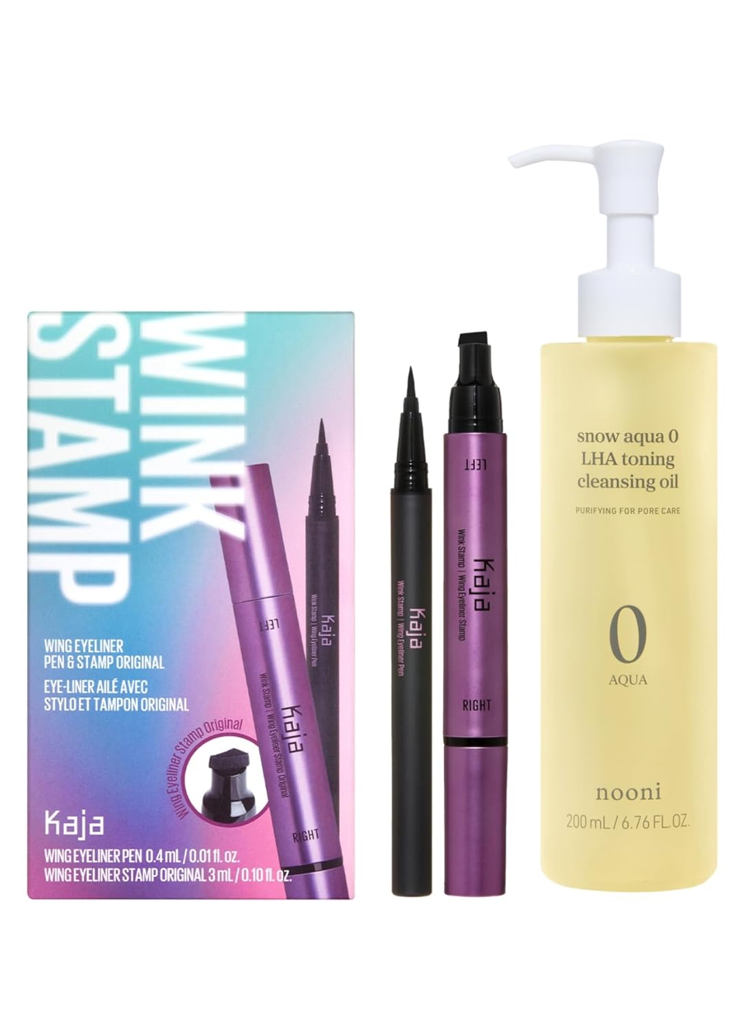 Kaja Winged Eyeliner Pen - Wink Stamp NOONI Cleansing Oil - Snow Aqua 0 LHA Toning Pore Care