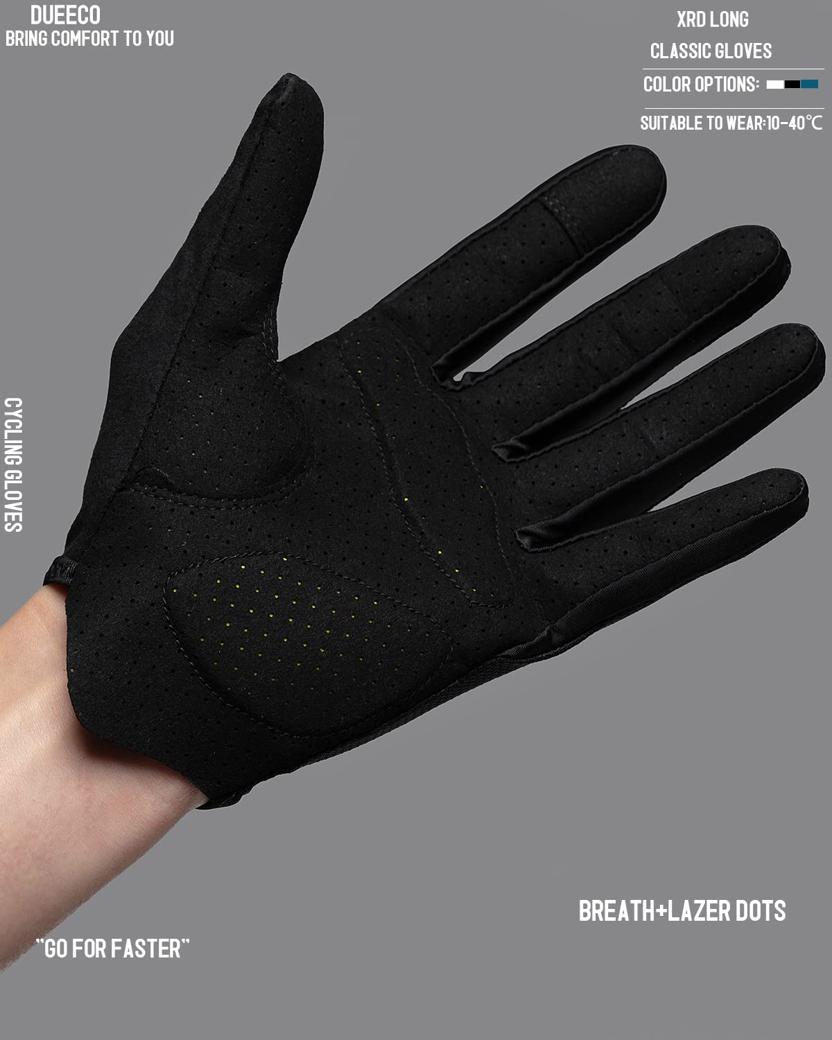 Gants de cyclisme, gants de vélo, gants de vélo pour homme et femme avec rembourrage XRD de 3 mm, gants classiques de VTT avec écran tactile (taille M, largeur de paume 8-8,5 cm), noir