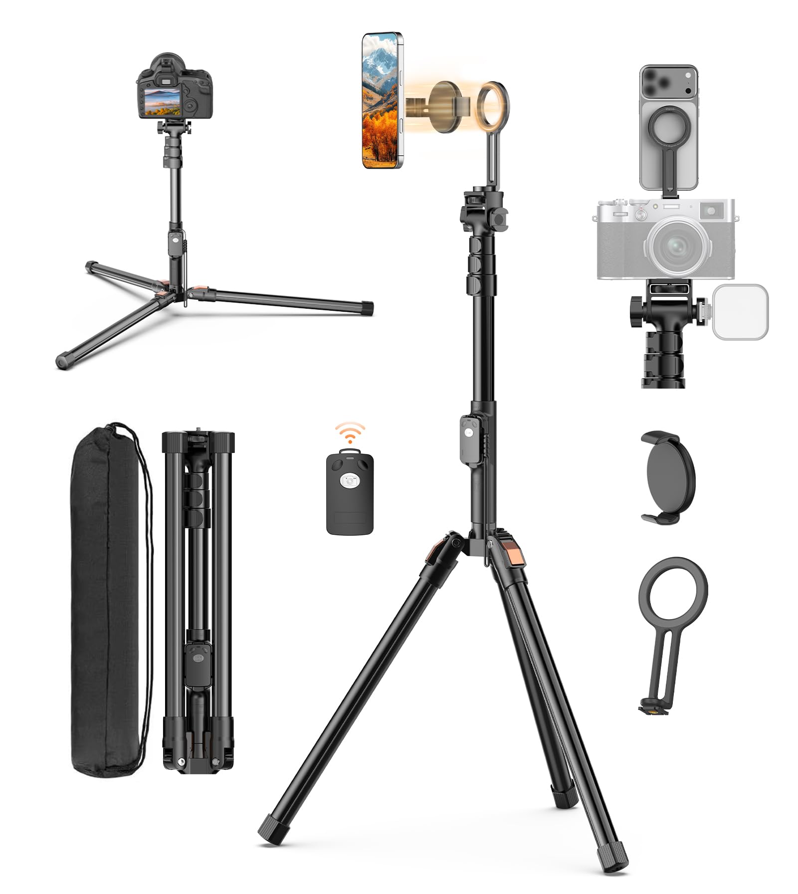Amazon.co.jp: XXZU 73.6 inches (187 cm) Camera Tripod, Magnetic