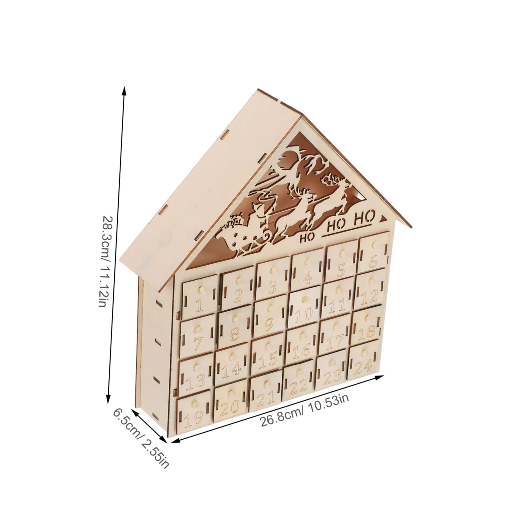 24cassetto Calendario Avvento in Legno Conta Giorni per Natale Calendario del Conto alla Rovescia LED Casa Avvento Natalizio