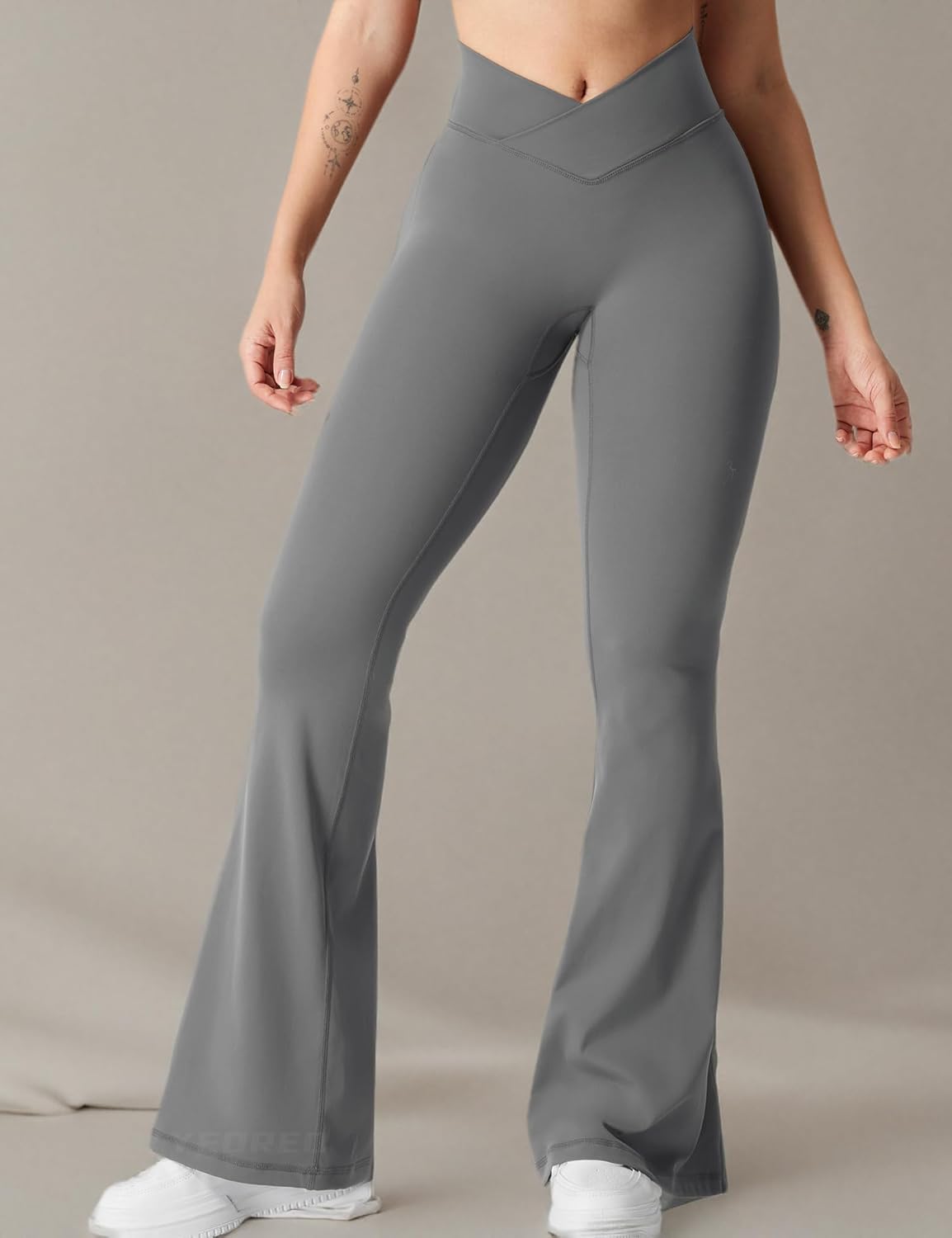 YEOREO Women's Kalie Flare Scrunch V Cross Waist Yoga Leggings - Image 7