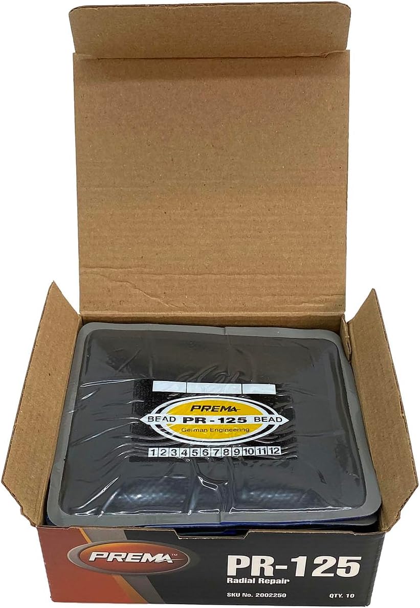 PREMA PR-125 Radial Tire Patches - Passenger Tire and Truck Tire Repair Patches - 5-1/4 x 3-1/4 inch 2 Ply Vulcanizing Tire Patches - 10 Per Box