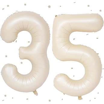 Balloons 35 Beige 101 cm Foil Balloons Number 35 Cream Large Balloon Number 35 Decoration 35 Years for Men and Women Birthday Party Decoration