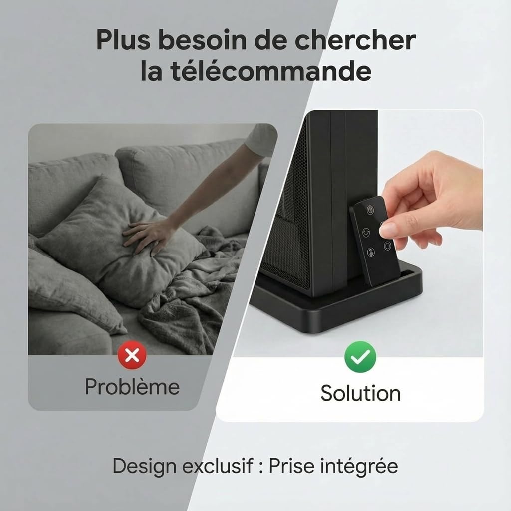Radiateur soufflant céramique 2000W à économie d'énergie, chauffage électrique avec télécommande et minuterie, appareil de chauffage électrique, protection contre la surchauffe (2000D)