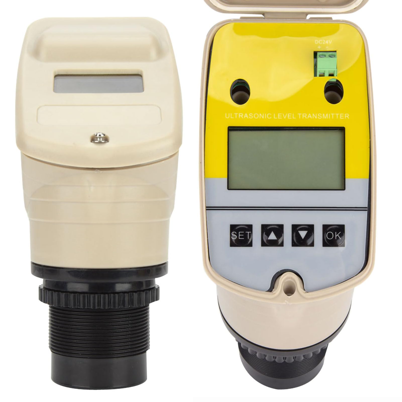 ALT - 666 DC24V Misuratore di livello ad ultrasuoni con display digitale, sensore di livello d’acqua ad ultrasuoni con LCD, trasmettitore di livello impermeabile IP67 per serbatoi (0-15 metri)