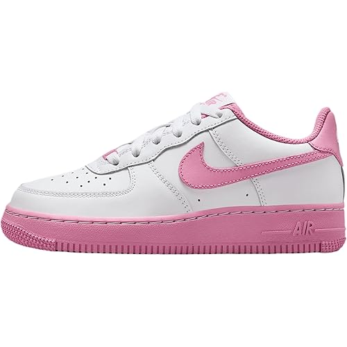 Nike Air Force 1 Low Grade School Lifestyle Shoes (White/Flamingo/Pink) (IB4411-100, Pink/White)