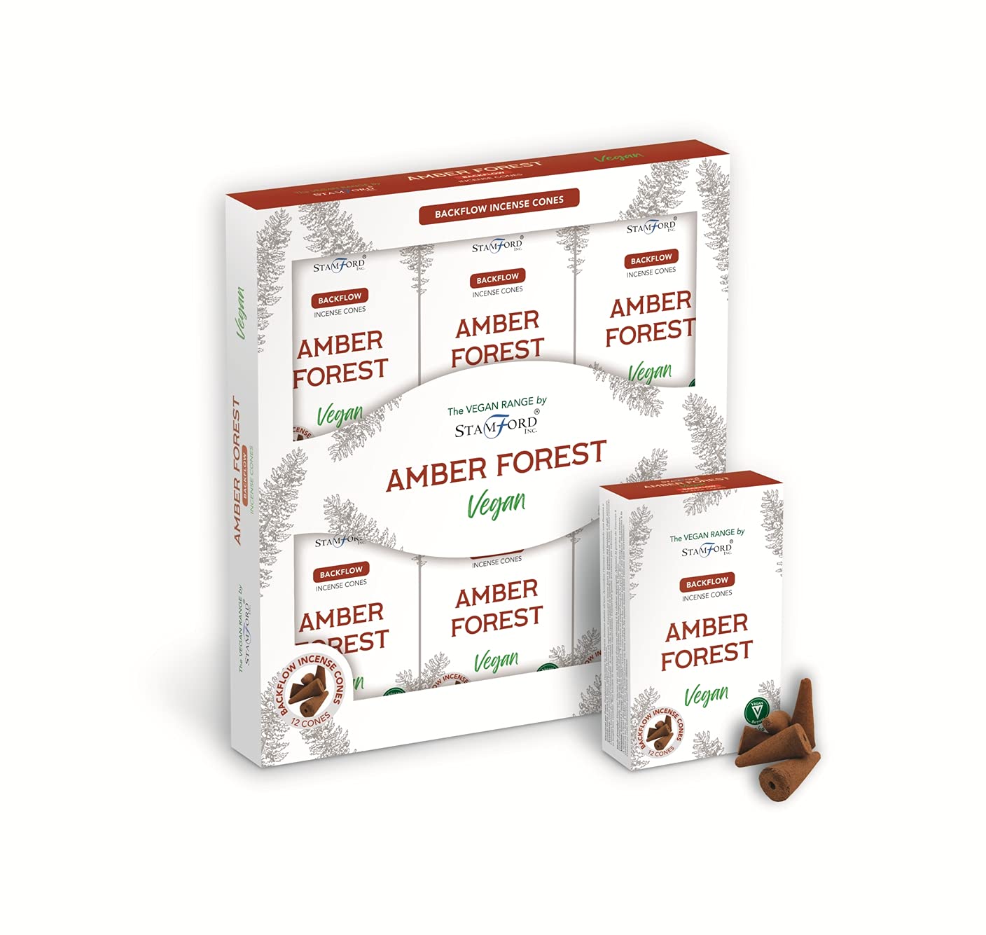 Stamford Inc. White Stamford Vegan Patchouli Incense Backflow Cones-72 Cones (Amber Forest)