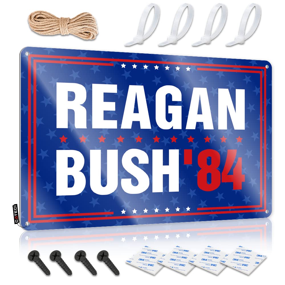 Fzfn Men's Colour Art Vintage Bar Decor Vintage Wall Decor | Reagan Bush 84 Campaign Americana Accessories For Mancave Home Decoration(30X40cm)