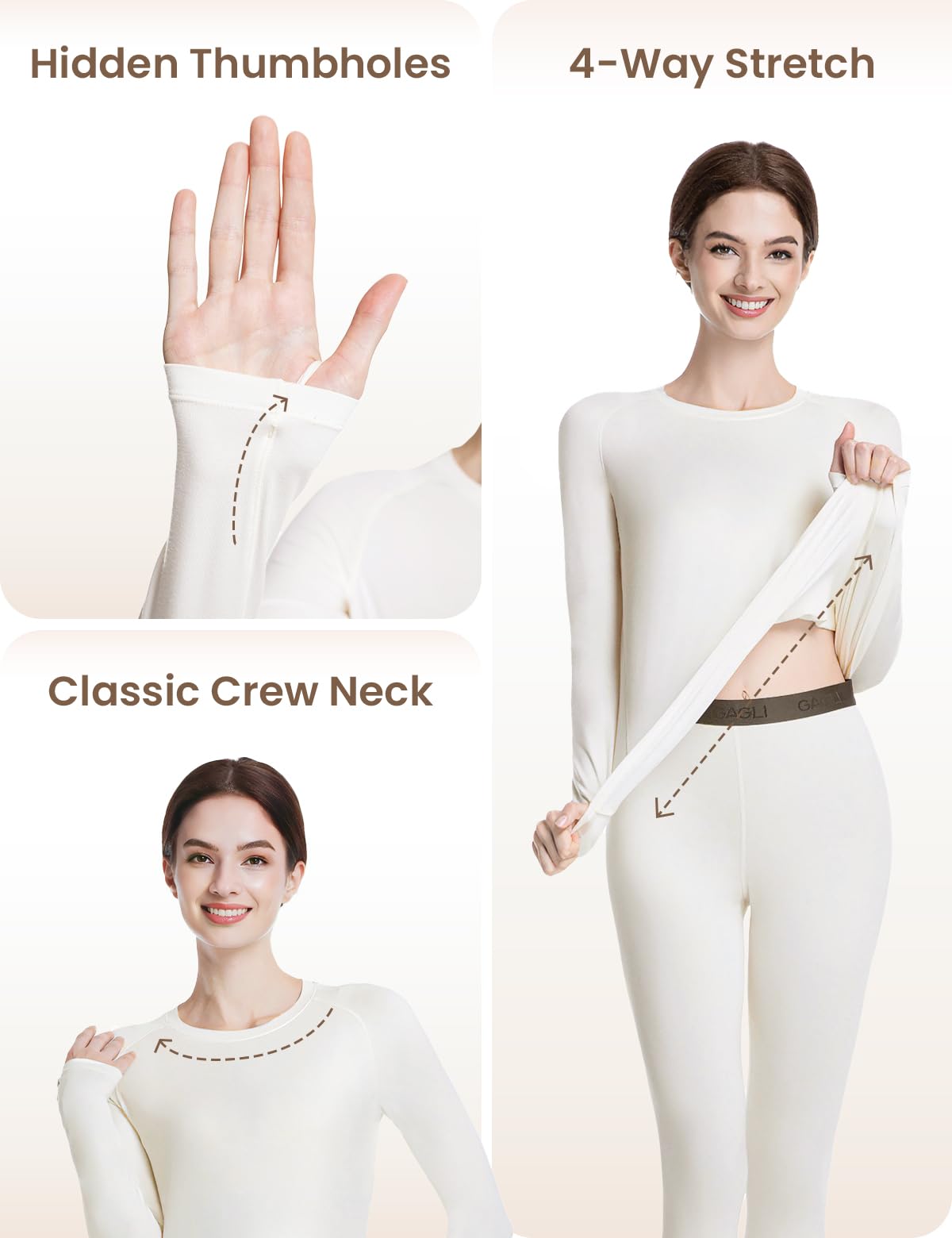 Set di biancheria intima termica da donna, strato di base, ultra morbido, a maniche lunghe, foderato in pile, maglia a maniche lunghe e leggings termici per l'inverno