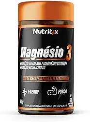 Magnésio 3, Suplemento com 60 Cápsulas, Trio de Magnésio para Alta Performance, Energia e Força