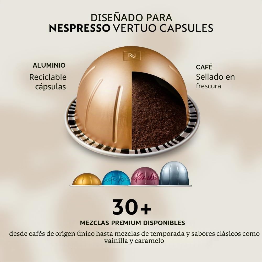 Nespresso Vertuo Pop+ Deluxe de De'Longhi, Negro Mate Cromo