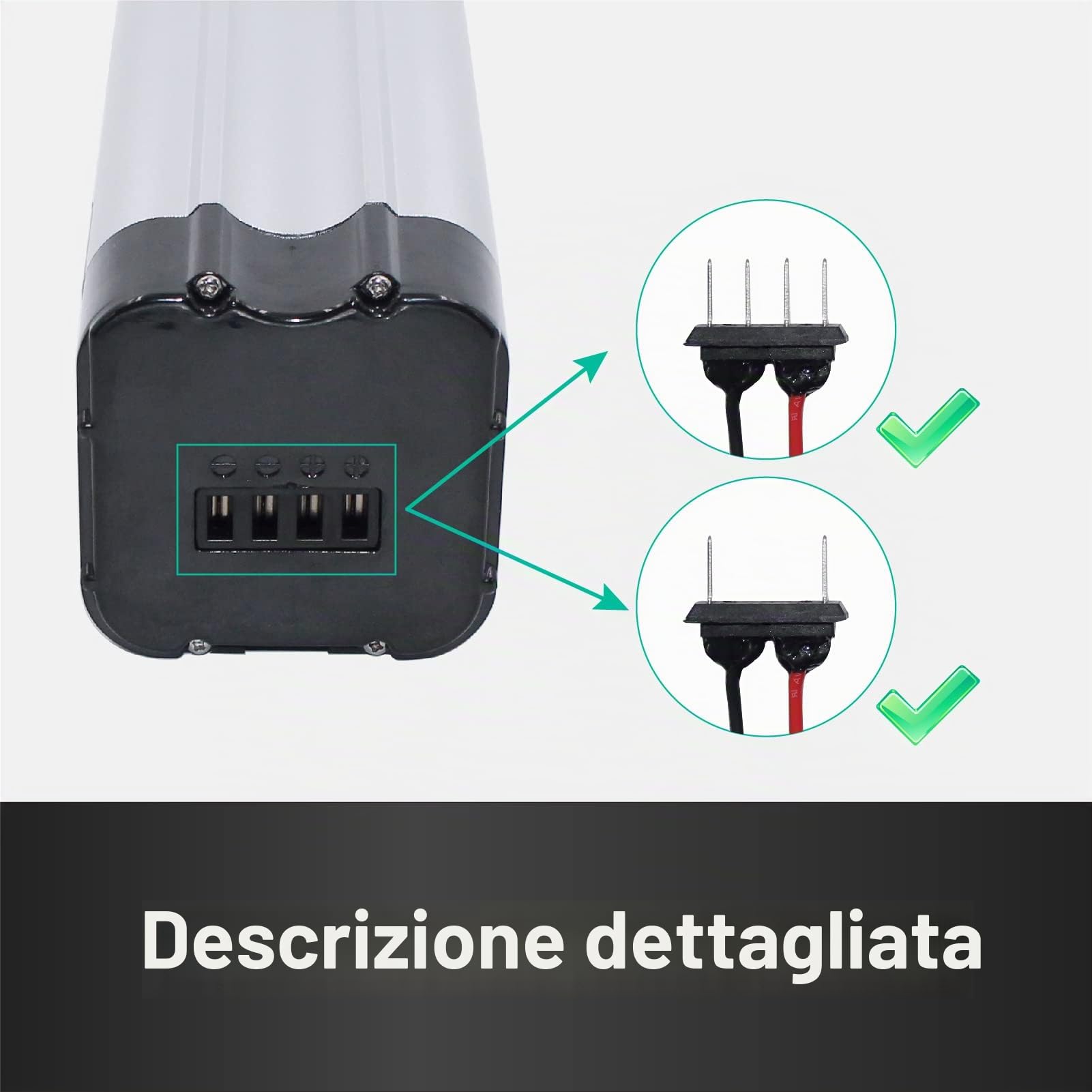 Con caricabatteria 24V 9Ah e-bike batteria Li-Ion bici elettrica forma whitebait per Phylion, MiFa, Rex, Prophete (24V9Ah)