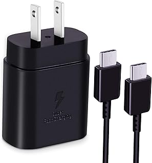 25W USB-C Super Fast Charging Wall Charger Block with Type-C Cable(5ft) for Samsung Galaxy S23/S22+/S22 Ultra/Z Fold 3/2 /Note 20 Ultra /S21 Ultra /S21 Plus /S20 5G/S10/S9/S8/Note 10, and More (Black)