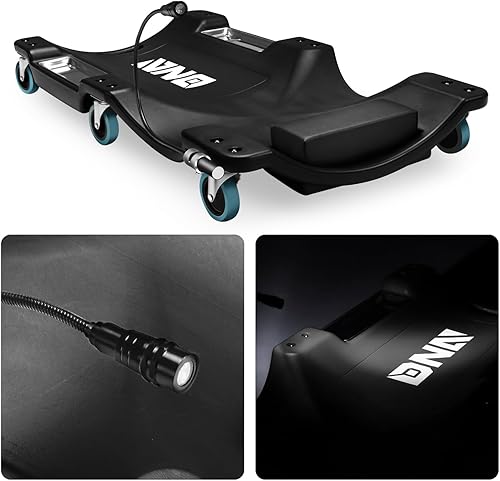 Miniatura 4 de DNA MOTORING 40 pulgadas de plástico de perfil bajo rodante para garaje con luz LED, reposacabezas acolchado, bandejas de herramientas duales,