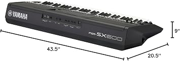 Yamaha 61-Key Arranger Keyboard, Multiple Styles and Voices, Assignable Live Control Knobs, Black PSRSX600
