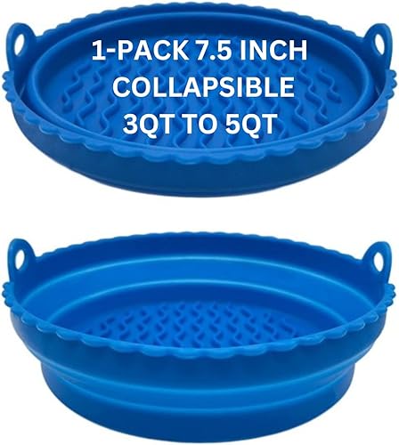 G3 Kitchenware Forros de silicona para freidora de aire de 75 pulgadas plegablesplegables 1 paquete de forros de freidora de aire de silicona