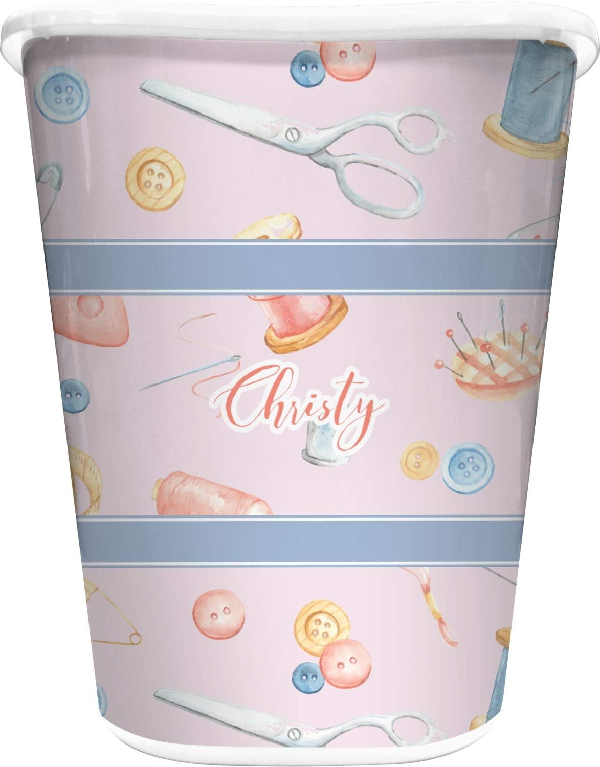 Personalized Sewing Time Waste Basket - Double Sided (Black)