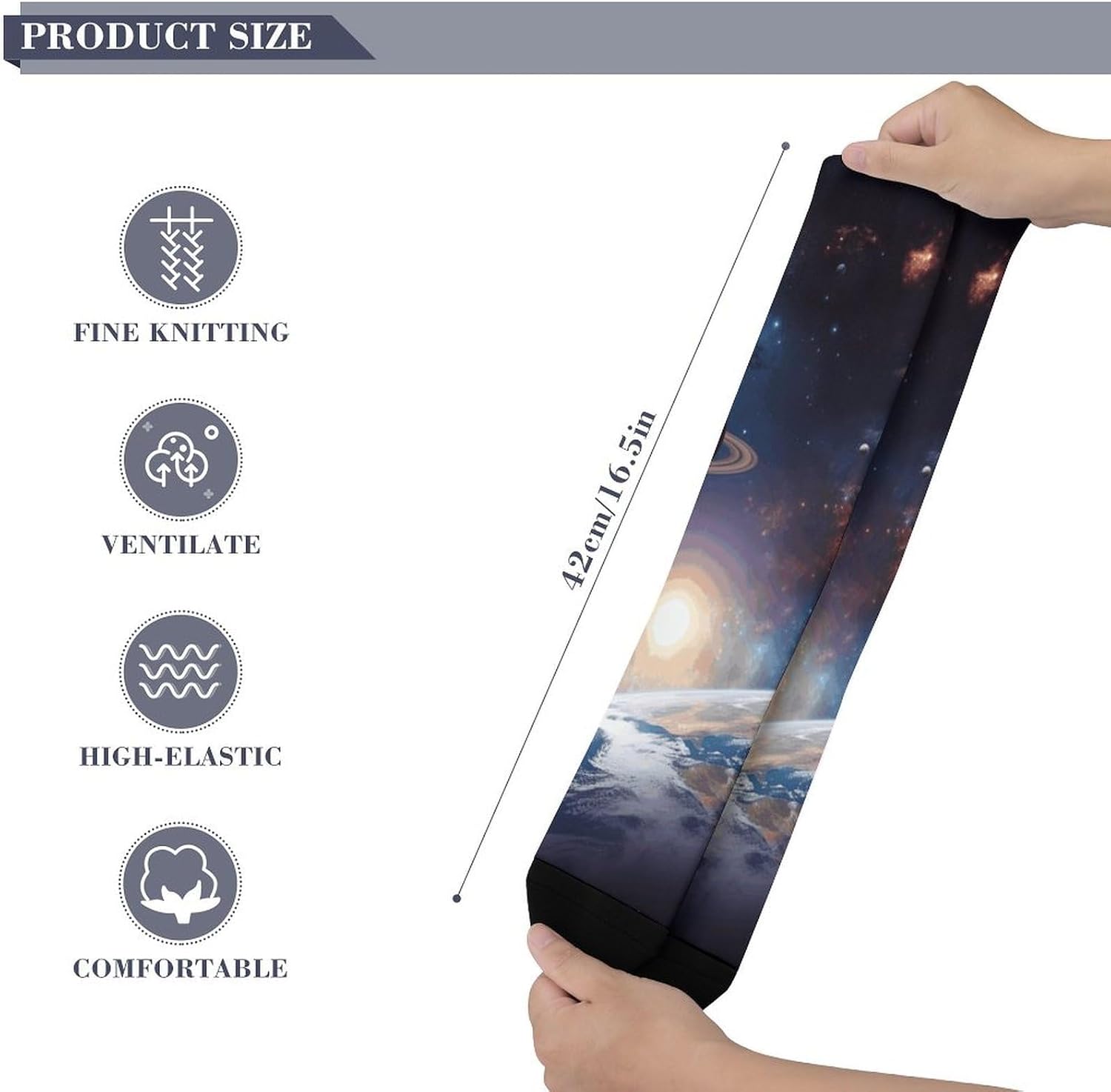 Knee High Socks Universe Galaxy Long Tube Boot Seamless Toe
