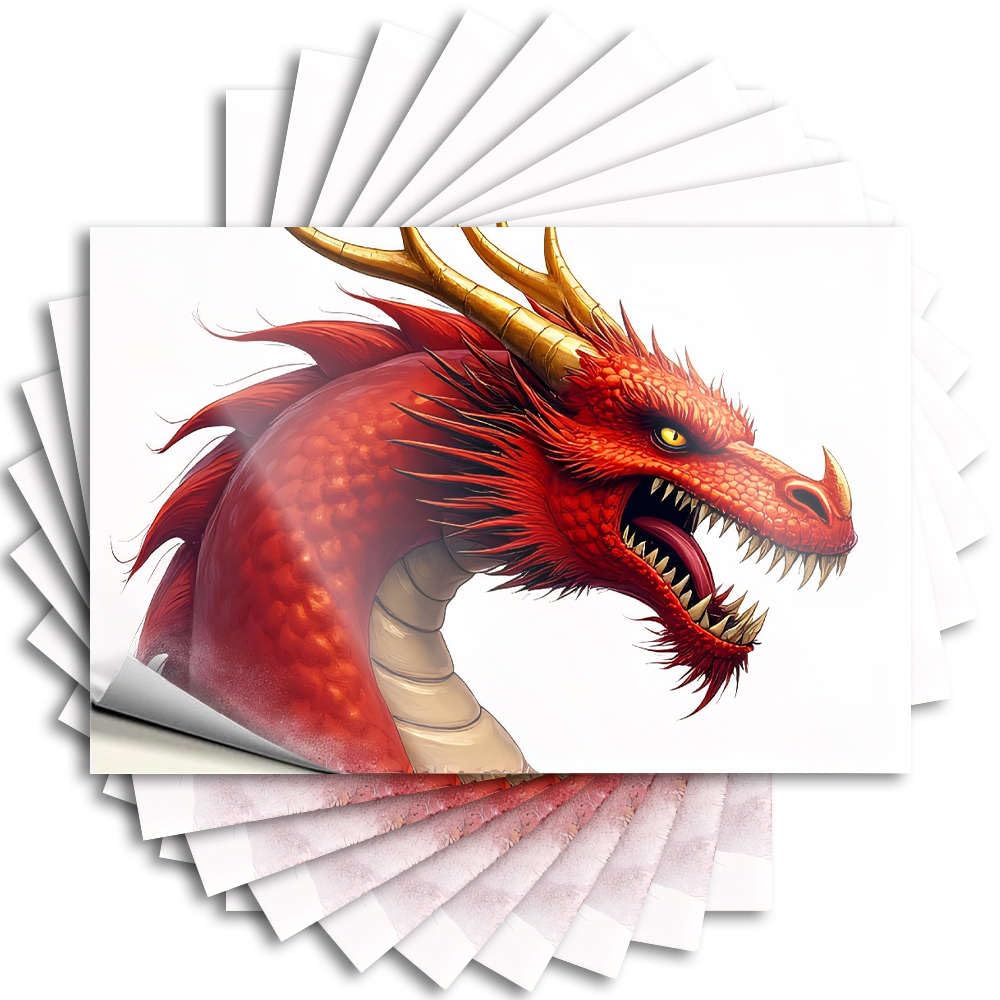 A Fierce Red Dragon with Golden Horns. Indie Funky - Quote Wall Waterproof Decal(8X12CM)