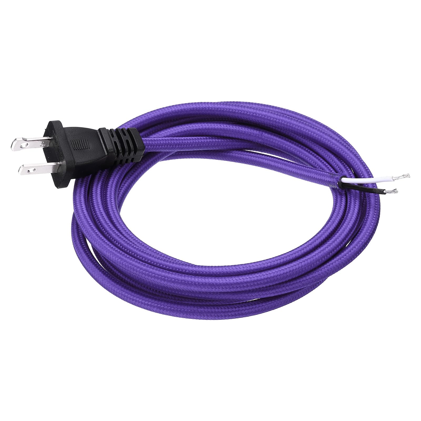 uxcell 8Ft 18/2 Cloth Covered Lamp Cord with Plug, Vintage Electrical Lamp Cord with Stripped Ends for Extension Wiring DIY Repairing, Purple