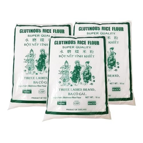 Three Ladies Brand harina de arroz Glutinous 16 oz 3 paquetes