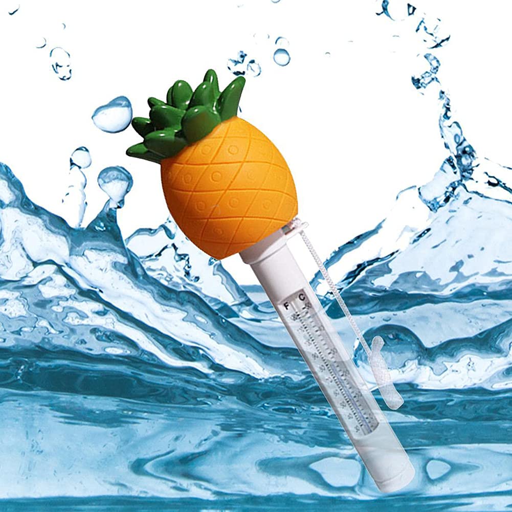 Pływający termometr do wody Anti-Shatter Ananas Wskaźnik temperatury w basenie Doskonały jako termometr do basenu lub termometr do stawu, wanna z hydromasażem, spa, dzikie akcesoria do pływania