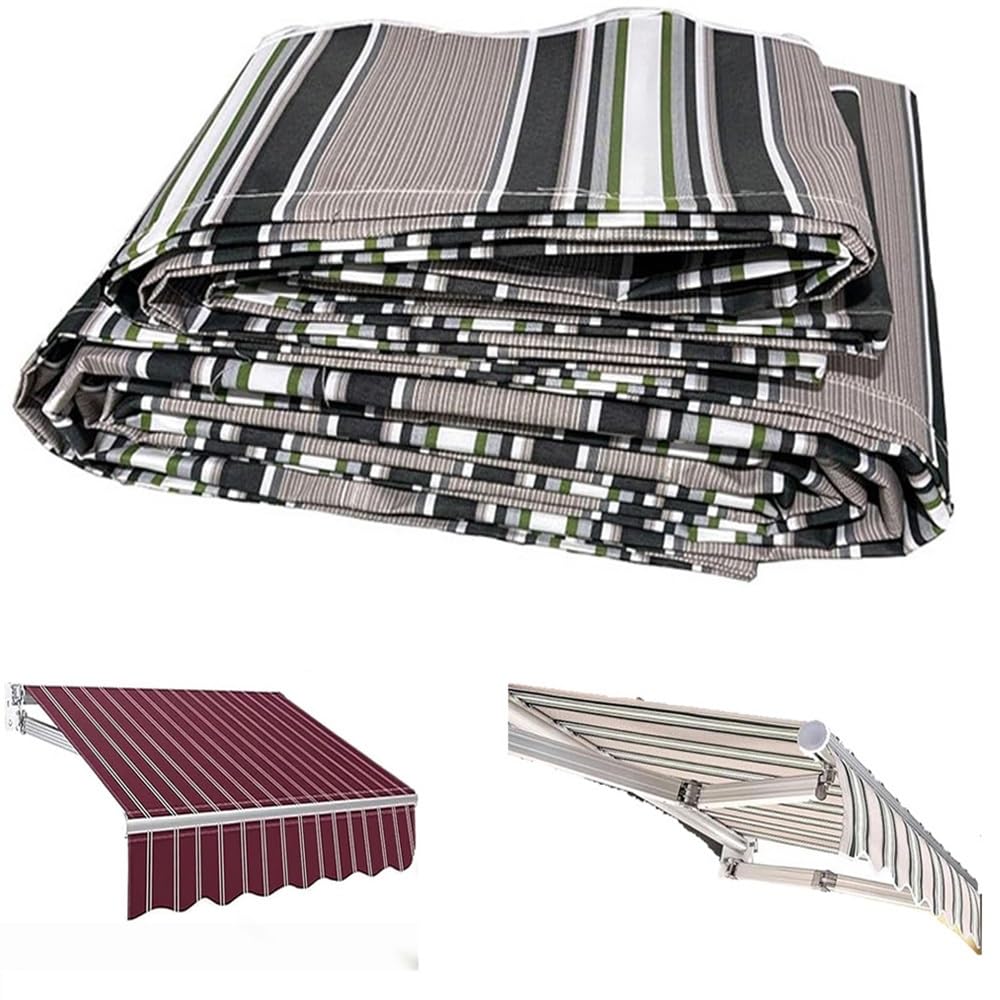 Wysuwana osłona zastępcza z tkaniny markizy, zadaszenie przeciwsłoneczne do okien i drzwi, rozmiary od 2,4 x 2,1 m do 4,9 x 3 m, khaki, 400 x 300 cm, odporny na warunki atmosferyczne i promieniowanie
