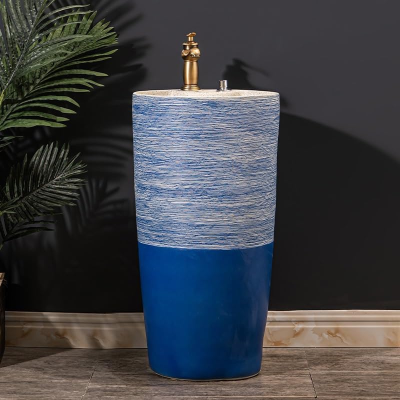 Pedestal Sinks Floor Standing Basin Household Bathroom Wash Ceramic Outdoor Pool Sink (A)