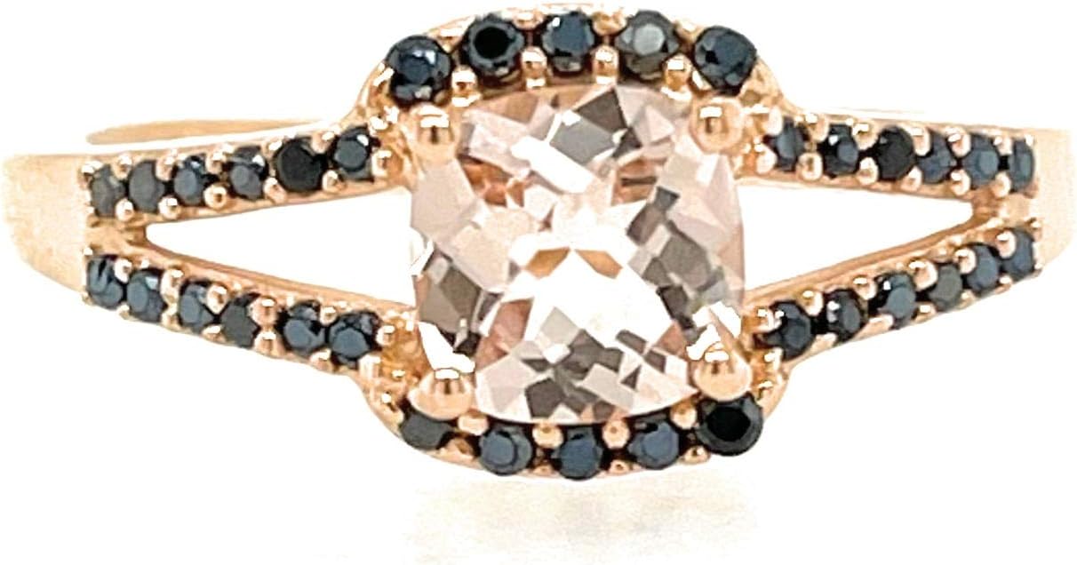 Natural 1ct Peach Morganite, Spinel 14k Rose Gold Over Sterling Silver Engagement Ring Size 5, 6, 7, 8, 9