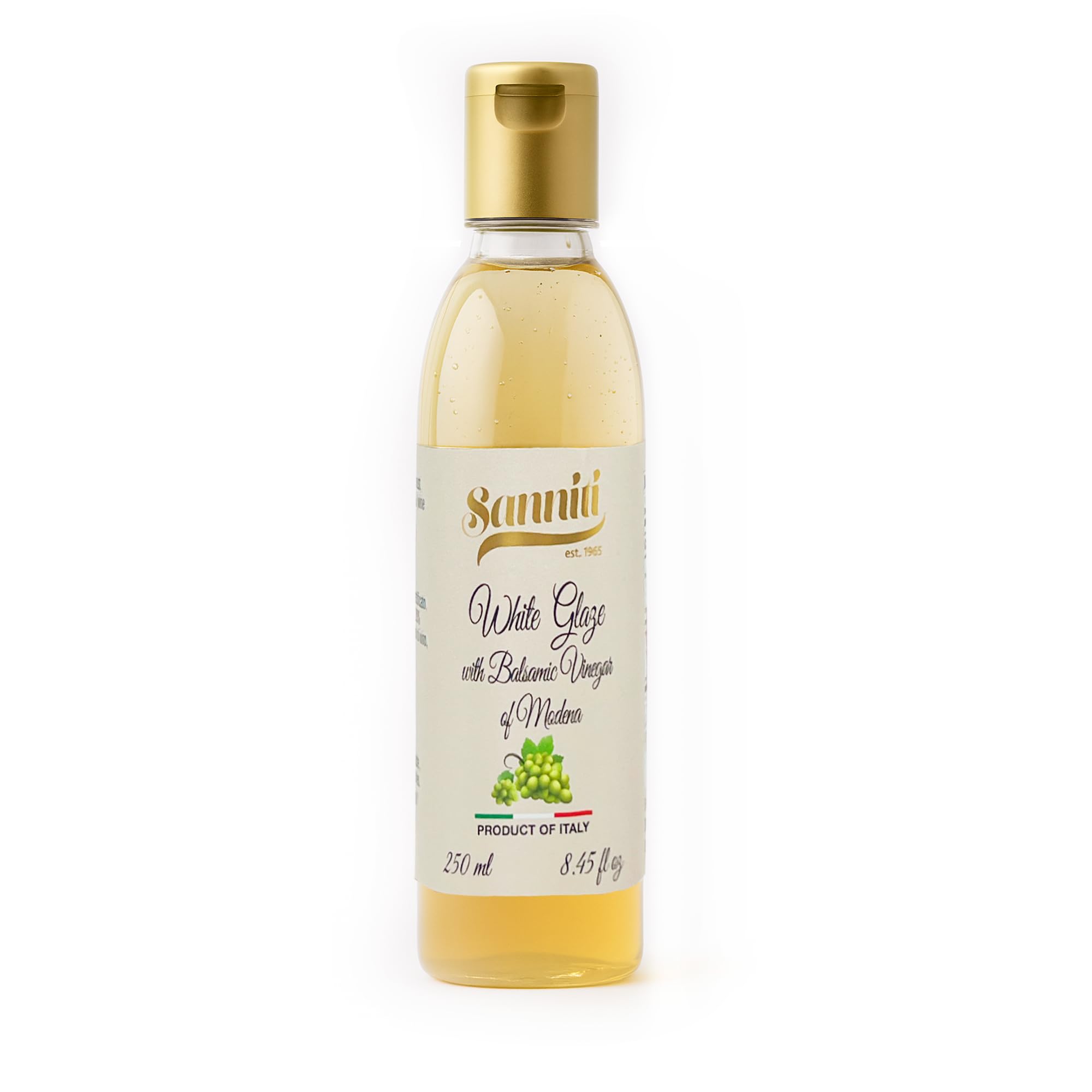 Sanniti Italian White Glaze with Balsamic Vinegar of Modena | Ideal for Dressing | Delicate Cream with a Sweet Taste, 8.45 oz