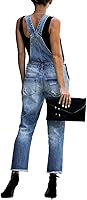 Vista 2 de luvamia - Overol de mezclilla ajustable y elástico para mujer, con pechera, jeans, pantalones, jumpsuits