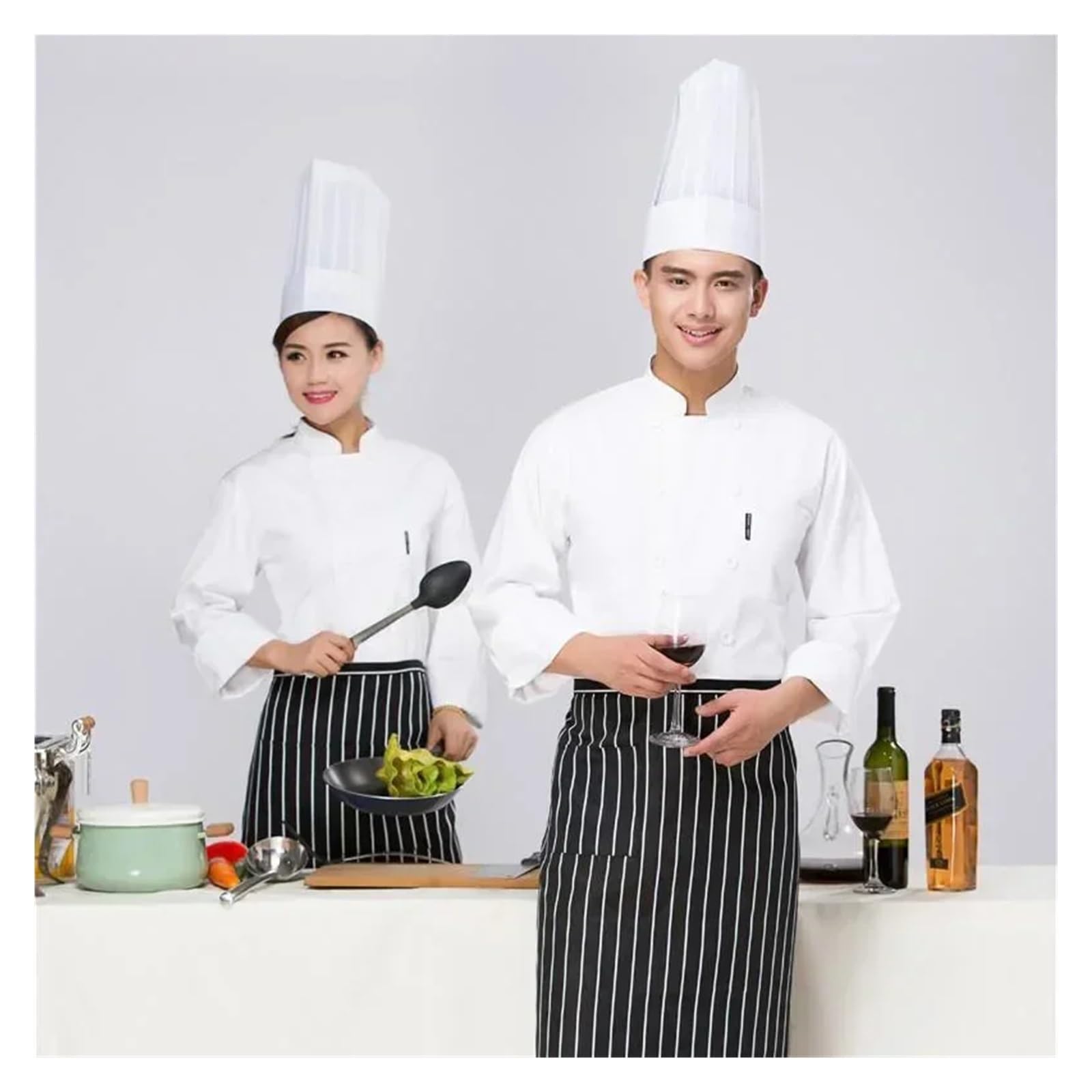 Giacca Chef Uomo Gli Chef dei ristoranti degli Hotel Indossano Abiti da Lavoro a Doppio Petto a Maniche Lunghe e Scarpe Cuoco for Uomo. Scarpe(XL)