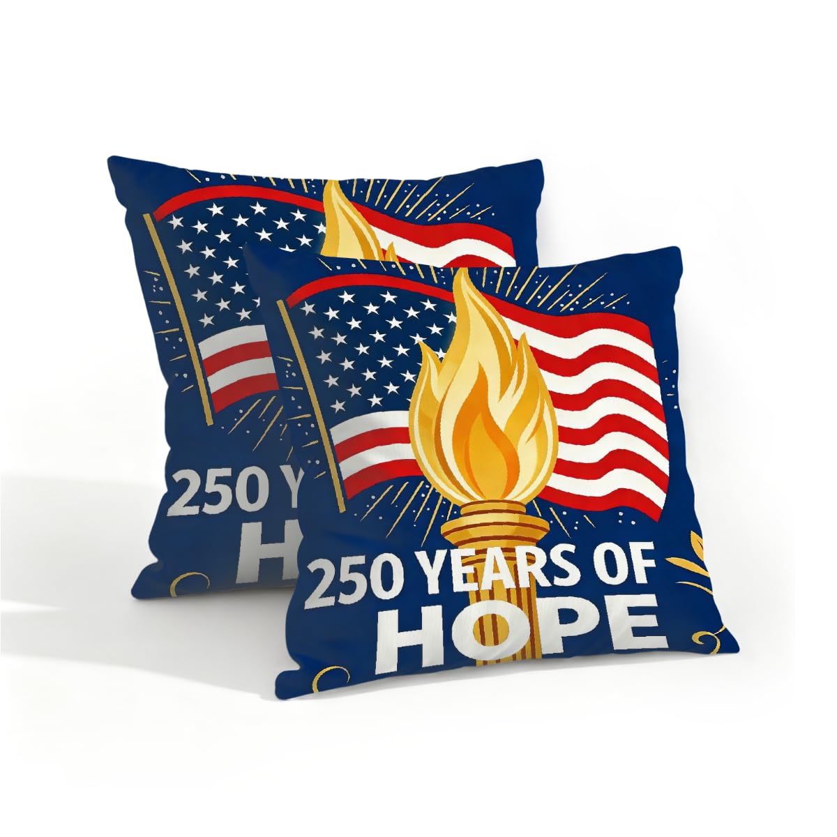 Outdoor Pillow Covers Waterproof Pillowcases 16x16in Set of 2 250 Year Anniversary USA Flag Decorative Throw Cushion Case for Couch Sofa Garden Patio Furniture