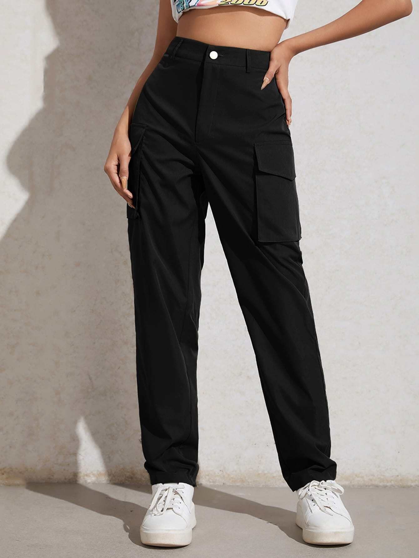 Womens Summer Casual Pants High Waisted Pocket Zip Pants for Business Work Holiday