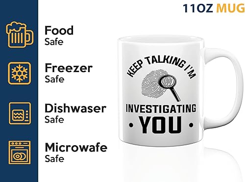 Miniatura 4 de Taza de café detective de 11 onzas, color blanco - Keep talking im - oficial de policía policía patrulla detective sheriff aplicación de la ley