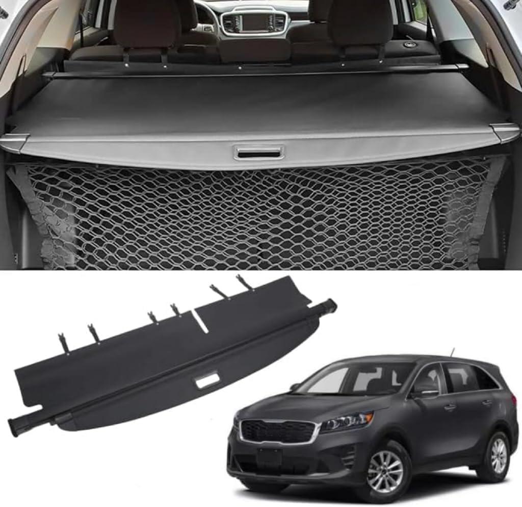 Vesul Retractable Rear Trunk Cargo Cover No Gap Compatible with Kia Sorento 2016 2017 2018 2019 2020 Security Shade Shield Tonneau Cover Anti-Peeping Luggage Privacy Screen with Extra Canvas Cover 2016-2020 sorento cargo cover