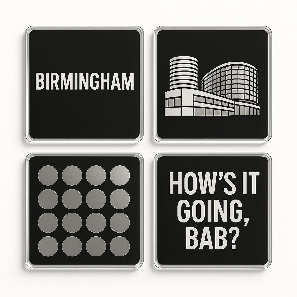 The Plum Penguin Birmingham Revival Acrylic Coaster Set Of 4 With Design - Celebrate Local Pride Home Decor For Nostalgia Gifts
