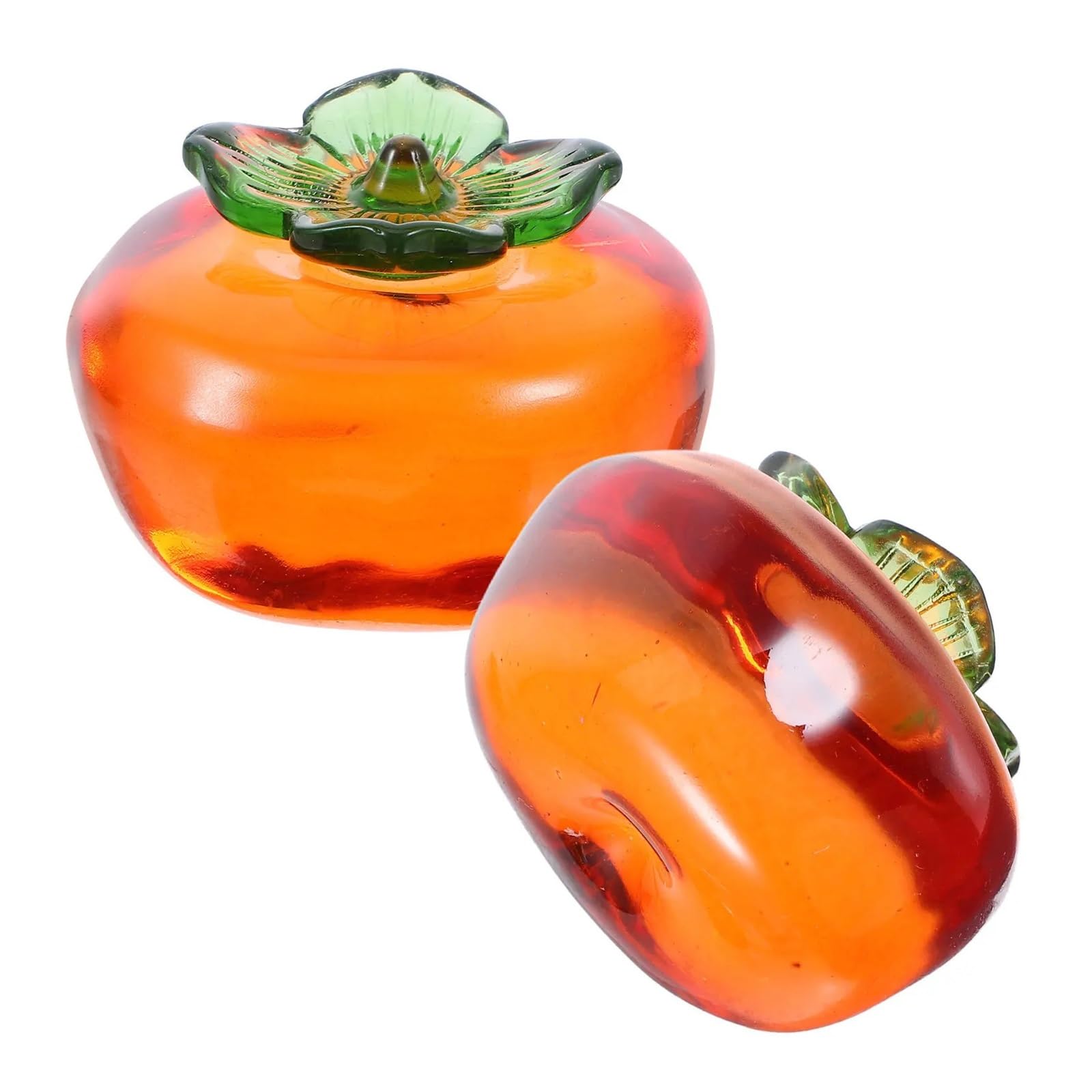 4 schwere Briefbeschwerer aus Kristall-Persimmon
