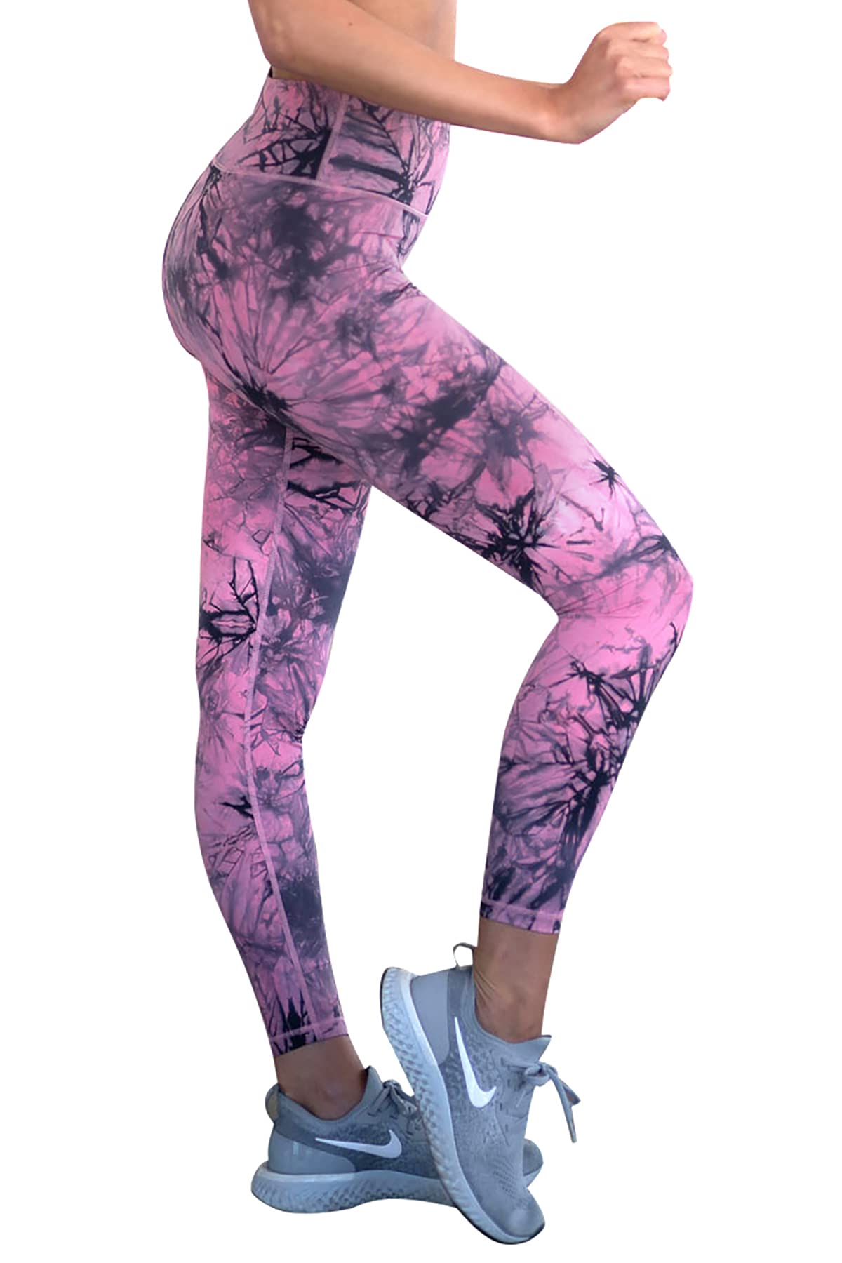 YELETE Women's Active Dynamic Colorblock Workout Leggings Multi Color Size (Dusty Muave Tie Dye, Small)