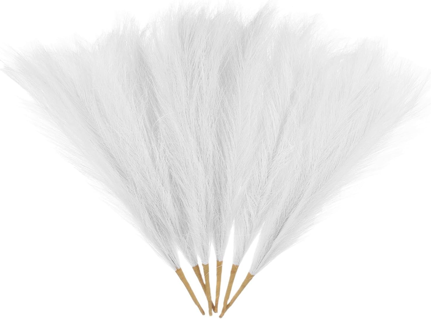 6 Pcs Faux Pampas Grass 42.5cm/16.5" Dried Pampas Grass Decor 9 Branches, White HEVERCH 1468