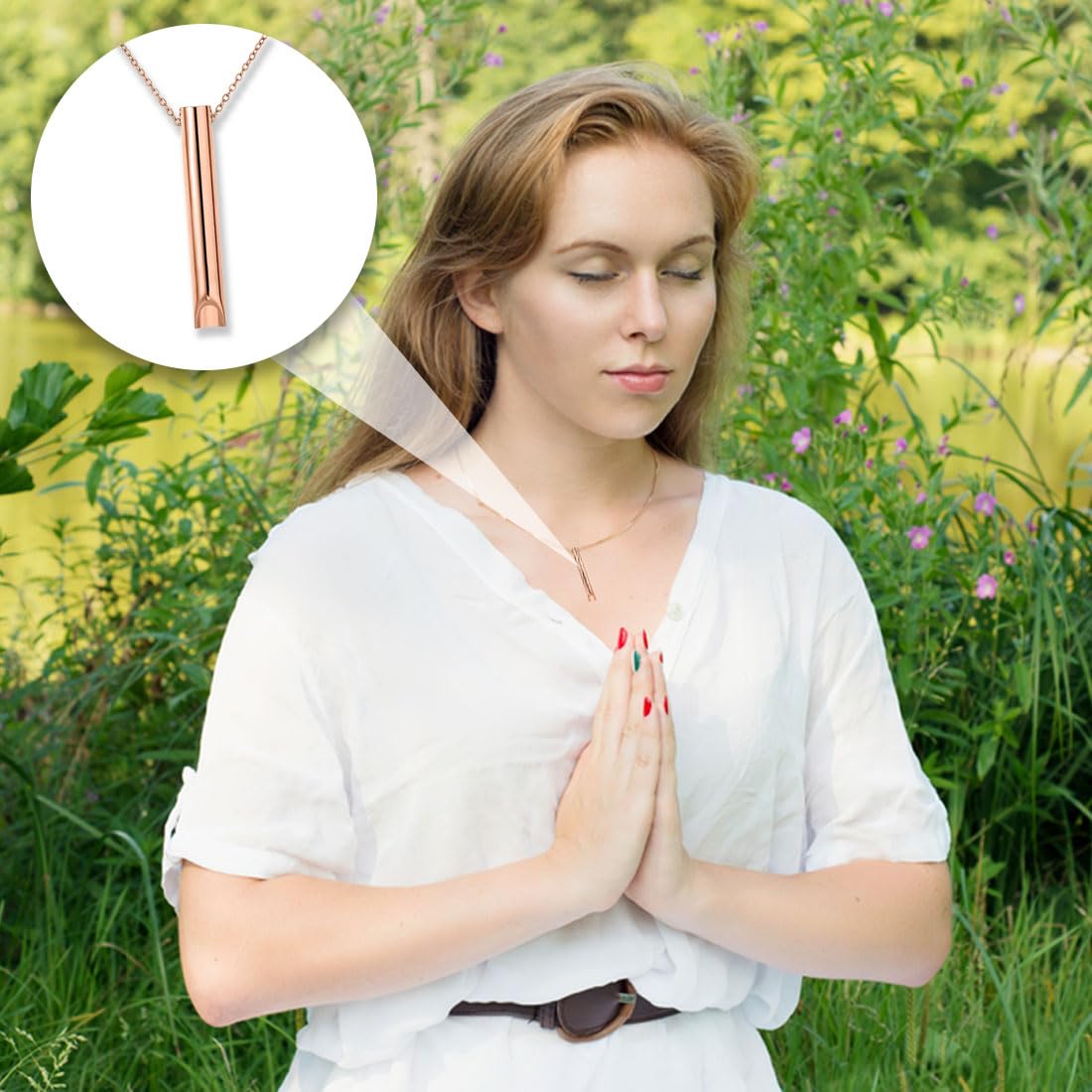 Collana Anti Ansia Per Respirazione Consapevole - Acciaio Inossidabile, Esercizi Di Meditazione - Foto 3