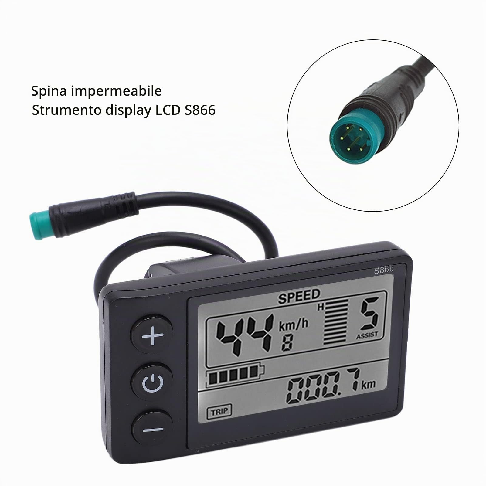 Display, Display LCD per Bici da Scooter Elettrico a 5 Pin 24/36 / 48V per Manubrio da 0,9 Pollici