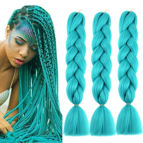 Xiaofeng Extensiones de cabello trenzado colorido degradado de 24 pulgadas, 3 paquetes de cabello trenzado de ganchillo jumbo de alta temperatura