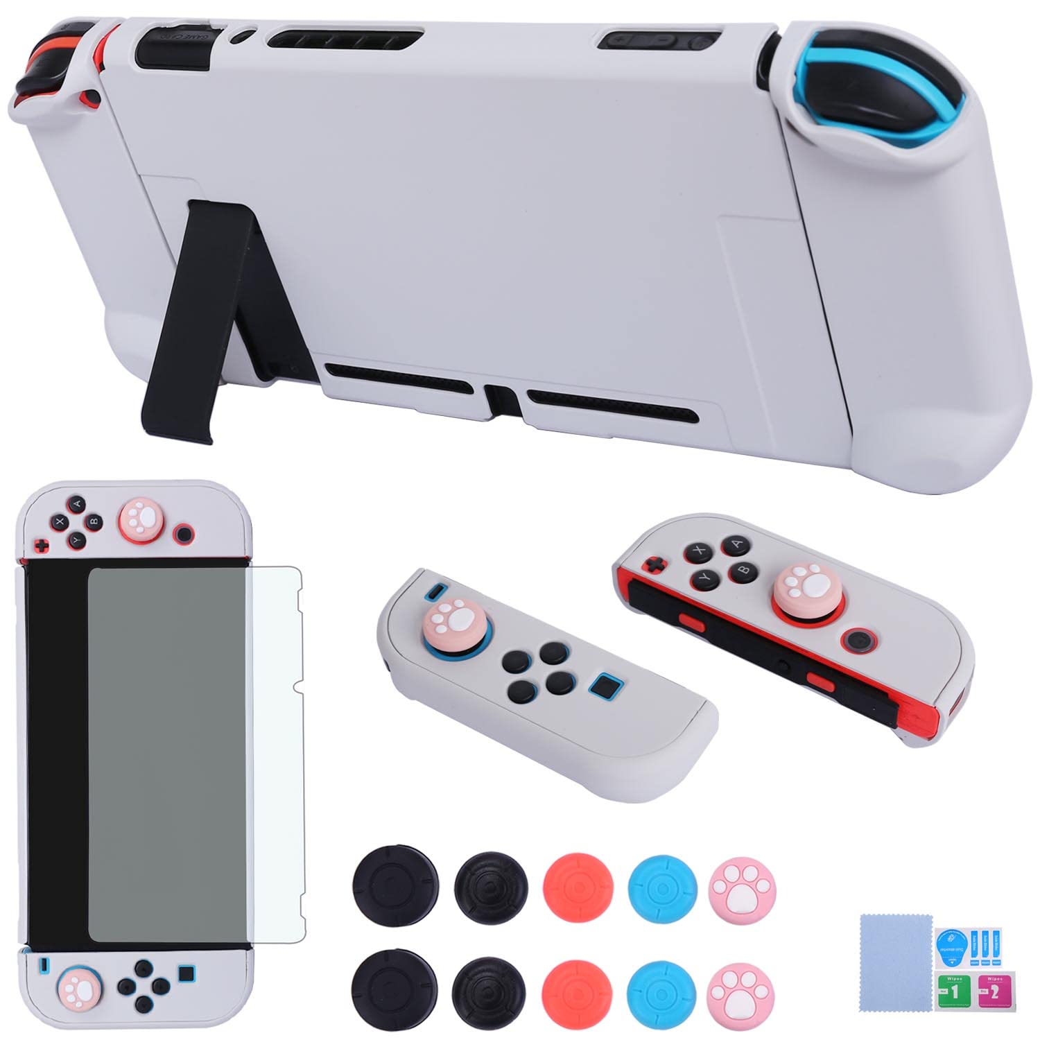 COMCOOL Dockable Case for Nintendo Switch 3 in 1 Protective Cover Case for Nintendo Switch and Joy-Con Controller with Screen Protector and Thumb