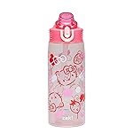 Zak Designs Sanrio Sage Water Bottle For School or Travel, 25oz Durable Plastic Water Bottle With Straw, Handle, and Leak-Proof, Pop-Up Spout Cover (Hello Kitty)