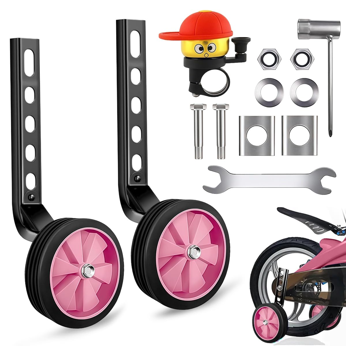 Paia Ruote Ausiliarie per Biciclette per Bambini, Training Wheels 12-20 Pollici