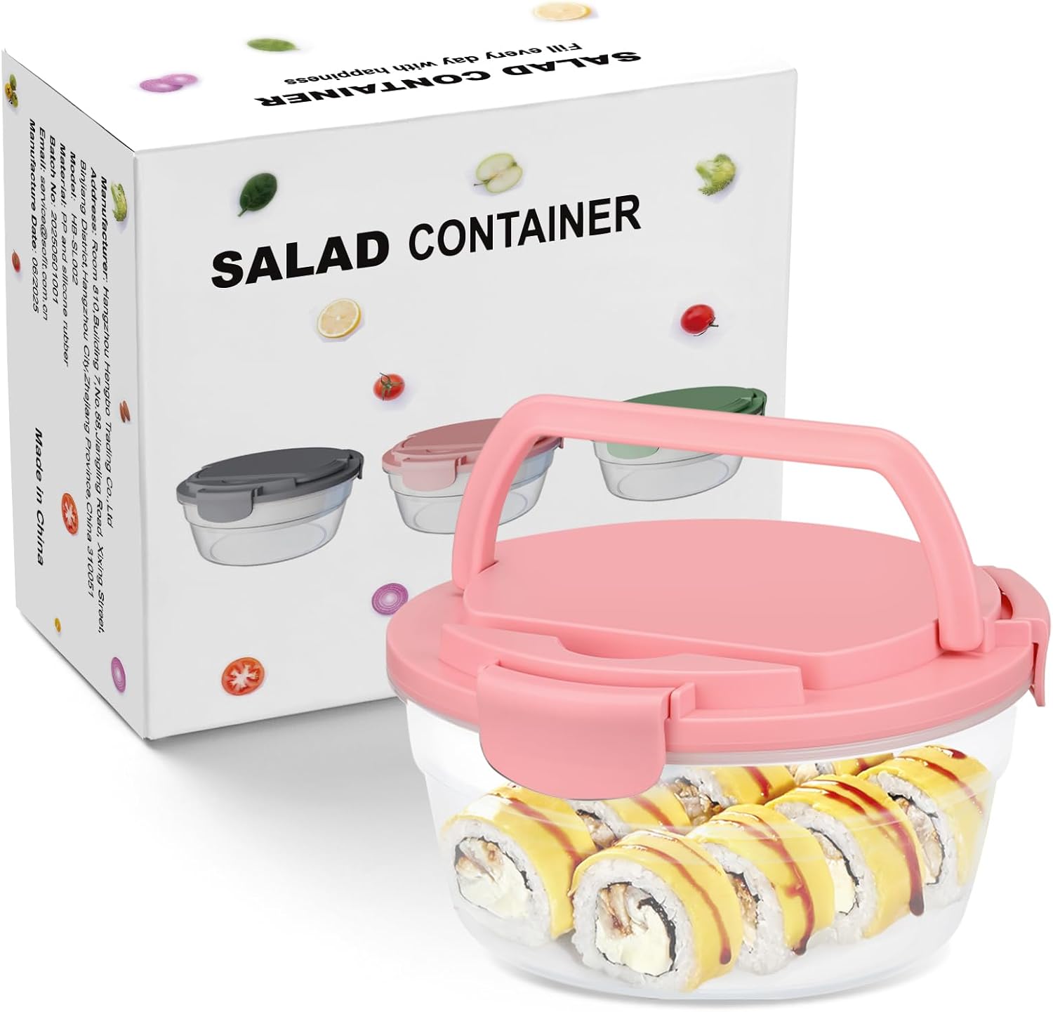 Salad Container for Lunch, Bento Lunch Box 58-oz with 4 Compartments Tray and Ice Pack, Leak-Proof Salad Bowl with Lid for Adults, BPA-Free Lunch Box for Meal Prep & Food Storage (Pink) - Image 8