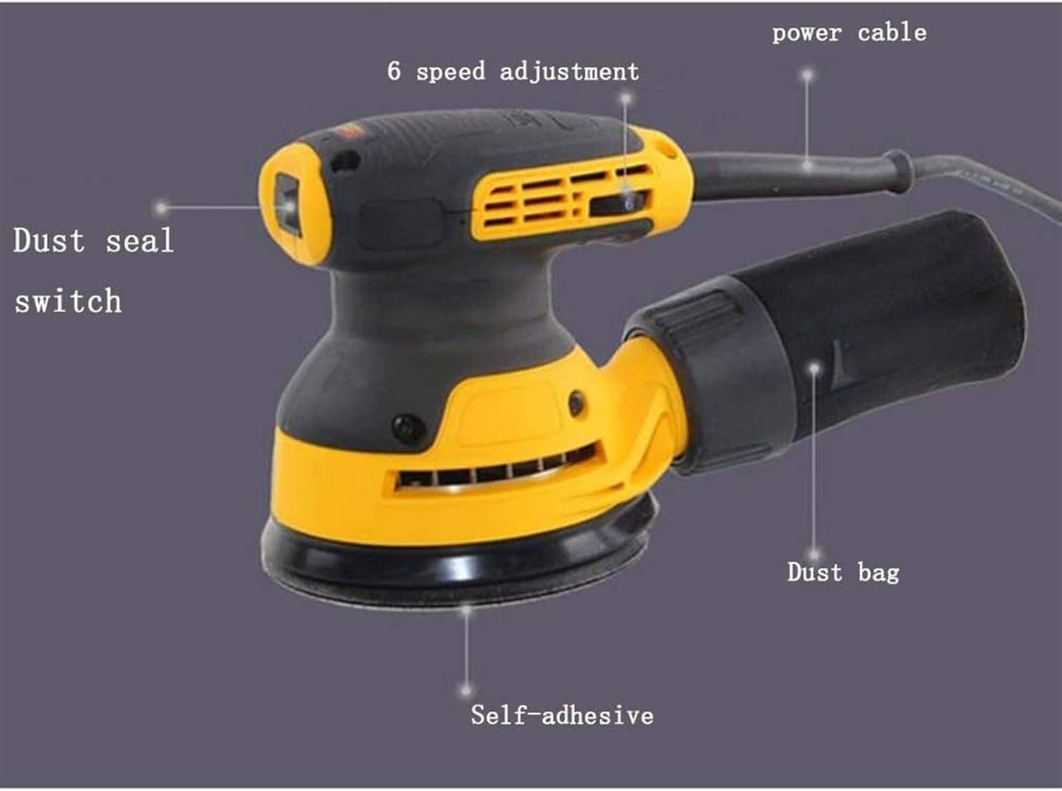 Compact Detail Sander, 280W 220V Adjustable Speed High Power Round Electric Sander， Suitable for 125MM Diameter Sandpaper