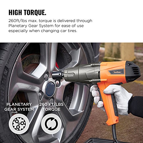 VonHaus Impact Wrench Set, 1/2-inch Drive with Hog Ring Anvil and Carry Case - 290ft-lbs Torque - 8.5 Amp